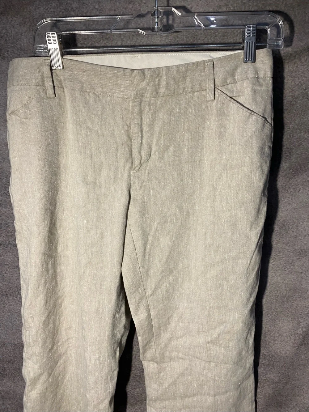 ⁠GAP Perfect Trouser Pants 4R Beige Tan Linen Blend Stretch Mid Rise Straight⁠